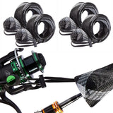 2Pcs Fishing Rod Socks with Elastic Strap Fishing Rod Sleeve - Black
