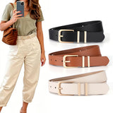 3 PCS Women Belts For Jeans Dresses Pants Ladies Leather Waist Belt with Gold Buckle