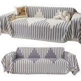 Reversible Sofa Couch Cover Boho Chenille Blanket Gray