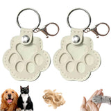 2PCS Pet Paw Shaped Key Chain – Pet Fur Storage and Memorial Gift Key Ring White