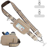Phone Lanyard Clip and Go Strap with Wallet Crossbody Beige