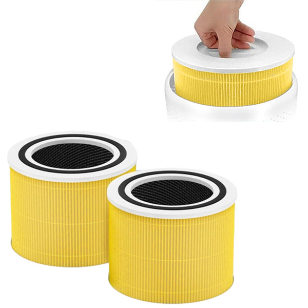 2 Pack 3-in-1 Core 300 Replacement Filter for LEVOIT Core 300/Core 300S Air Purifier Yellow