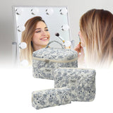 3Pcs Set Travel Makeup Bags Cosmetic Bag Aesthetic Floral Toiletry Organizer Bags Style 1