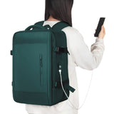 Expandable Travel Backpack Large Water-Resistant Carry on Backpack with Shoe Compartment Green