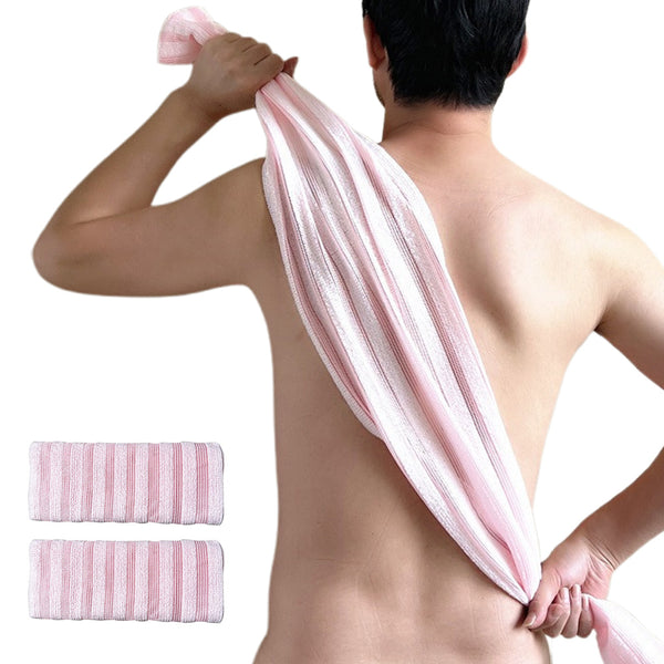 2 PCS Extra Long Exfoliating Back Scrubber Adult Bath Washcloth for Smooth Skin Pink