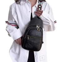 Women Sling Bag PU Leather Crossbody Bag Shoulder Bag Black