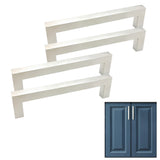 4PCS 12mm Square Stainless Steel Kitchen Cabinet and Door Handle Silver