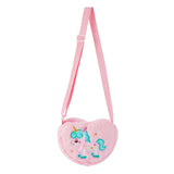 Cute Plush Unicorn Crossbody Bag Heart Shape Zipper Shoulder Bag for Girls Pink