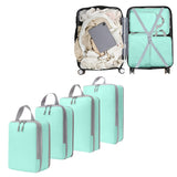 4Pcs Compression Packing Cubes Travel Luggage Storage Bags Organizers  Lake Blue
