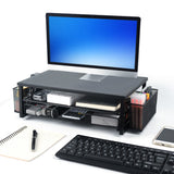 Desk Organizer Monitor Stand Riser with Drawer and Pen Holders for Office