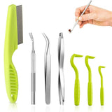 Pet Tick Removal Tool Set with Flea Comb Tweezers