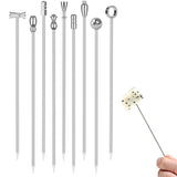 9 PCS Stainless Steel Fruit Picks Reusable Cocktail Appetizer Skewers