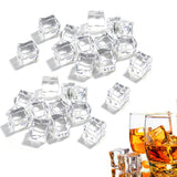 25 PCS Clear Simulated Ice Cubes for Drink Reusable Ice Cubes for Decor Home Bar Parties