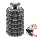 Kitchen Steel Wool Cleaning Brush Handle with 5 Replacement Heads