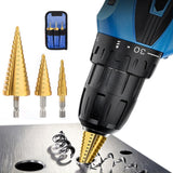 3 PCS Bearing Steel Titanium Coated Conical Step Drill Bit Set