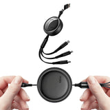 3-in-2 Retractable Multi Charging Cable USB-C Phone Charger