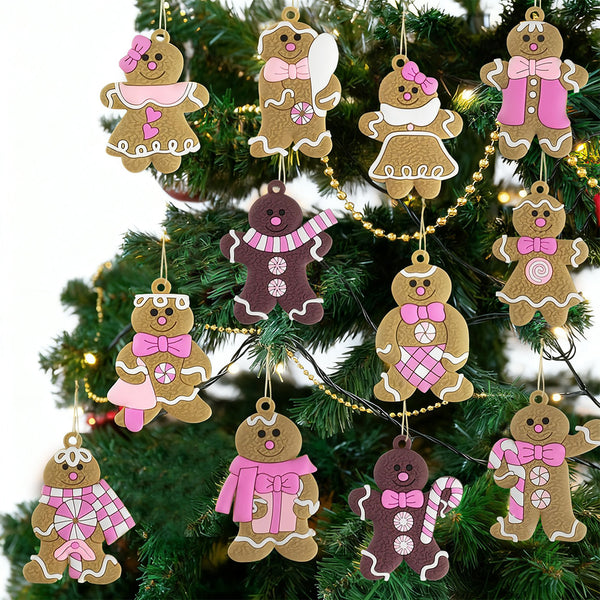 12PCS Gingerbread Man Christmas Decorations – Hanging Pendants for Christmas Tree