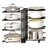 8 Tier Pot and Pan Organizer Rack for Cabinet Pot Organizers Inside Cabinet