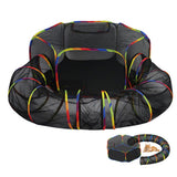 Outdoor Rainbow Cat Playpen – Circular Enclosure with Tunnel & Catio