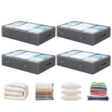 4Pcs Under Bed Storage Containers Storage Bins with Clear Lids for Clothes Blankets