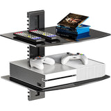 Two-Tier Floating TV Shelf Tempered Glass Adjustable Media Stand