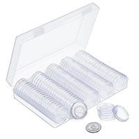 100 Pieces 30mm Coin Capsules Coin Holders Round Coin Protectors with Storage Organizer Box for Coin Collection Supplies