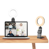 180 Degrees Rotating Clip On Ring Light for Laptop Desk Dimmable LED Selfie Light for Meeting Video Call Recording