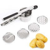 3-in-1 Stainless Steel Potato Ricer and Masher with Three Interchangeable Discs