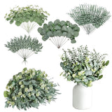 130 Pcs Artificial Mixed Eucalyptus Stems Bulk 5 Kinds for Vase Wedding DIY Home Decor