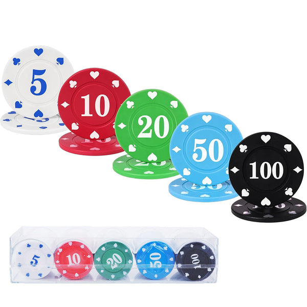 100Pcs Poker Chips Set with Storage Box – Durable Plastic Chips for Home Poker Nights