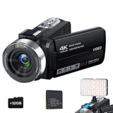 4K Video Camera Camcorder with 18X Digital Zoom and 32GB Memory Card