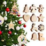 100Pcs Wooden Christmas Tree Decorations – Assorted Blank Shapes for Painting