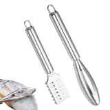 2Pcs Stainless Steel Fish Scaler Brush Scale Scraper Tool