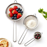 3 Pcs Stainless Steel Fine Mesh Strainers with Long Handles