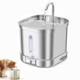 2L Cat Water Fountain Stainless Steel Tray Wireless Pump Cat Fountain for Dogs Cats