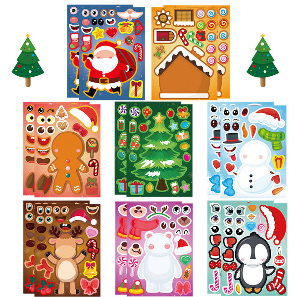 16Pcs Kids Christmas Stickers – DIY Stocking Stuffers Crafts and Christmas Decorations
