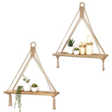 2PCS 42x14cm Boho Macrame Wall Shelf Hanging Rope Display with Tassels