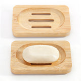 2PCS  Natural Bamboo Wood Soap Dish Storage Soap Holder Bath Shower Plate Bathroom