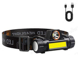 Dual Light USB Rechargeable Waterproof COB Camping Headlight with Rechargeable Battery
