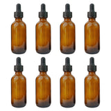 8 PCS Amber Glass Dropper Bottles 60ml for Health Personal Care