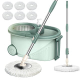 Mop and Bucket Set with Wringer with 6 Replacement Microfiber Heads for Floor Cleaning