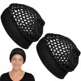 2 PCS Rolled Edge Crochet Mesh Sleep Hair Bonnet Caps