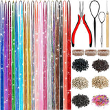 Hair Tinsel 18 Colors Kit for Girls Fairy Tinsel Hair Extensions Christmas Party Festival