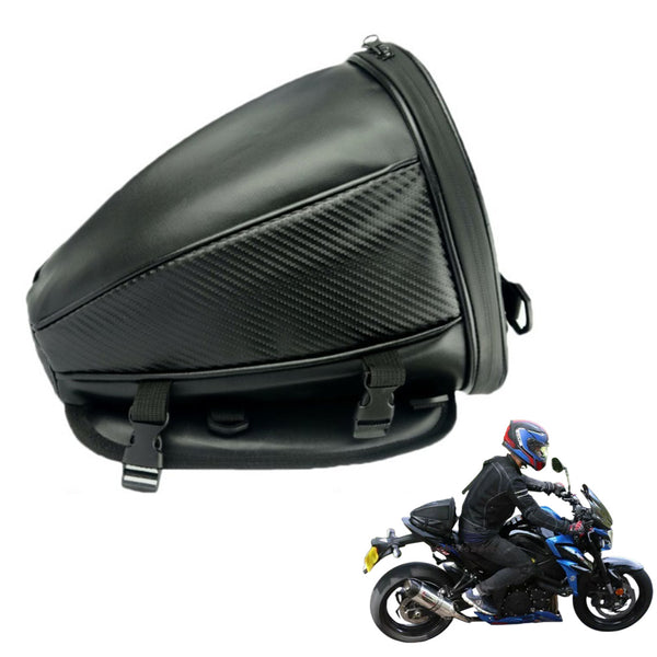 Water-Resistant Motorcycle Tail Bag PU Leather Back Seat Carry Bag