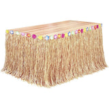 Straw Color Table Skirt 300x75cm with Tassels for Hawaiian Beach Party