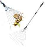 Adjustable Metal Leaf Rake Long Handle for Lawn Garden Yard Soil Loosening