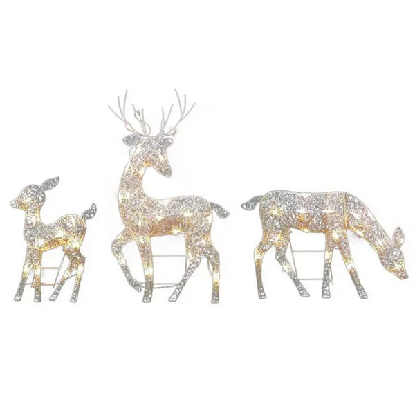 3PCS Christmas Reindeer Family Outdoor Lighted Decorations