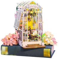 3D DIY Book Nook Puzzle Kit Garden House Miniature Dollhouse Shelf Insert