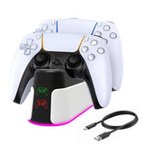 Dual PS5 Controller Fast Charging Dock with RGB Lights