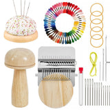 Mini Wood Knitting Loom Darning Mushroom with 50 Color Thread Kit